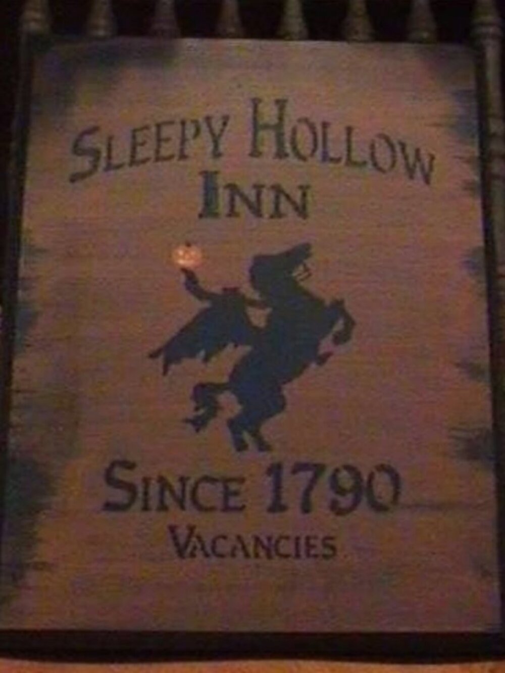 Primitive Halloween Sleepy Hollow Inn sign Headless Horseman New York Fall decor